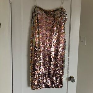 Aidan Mattox Blush Sequin Embellished Dress